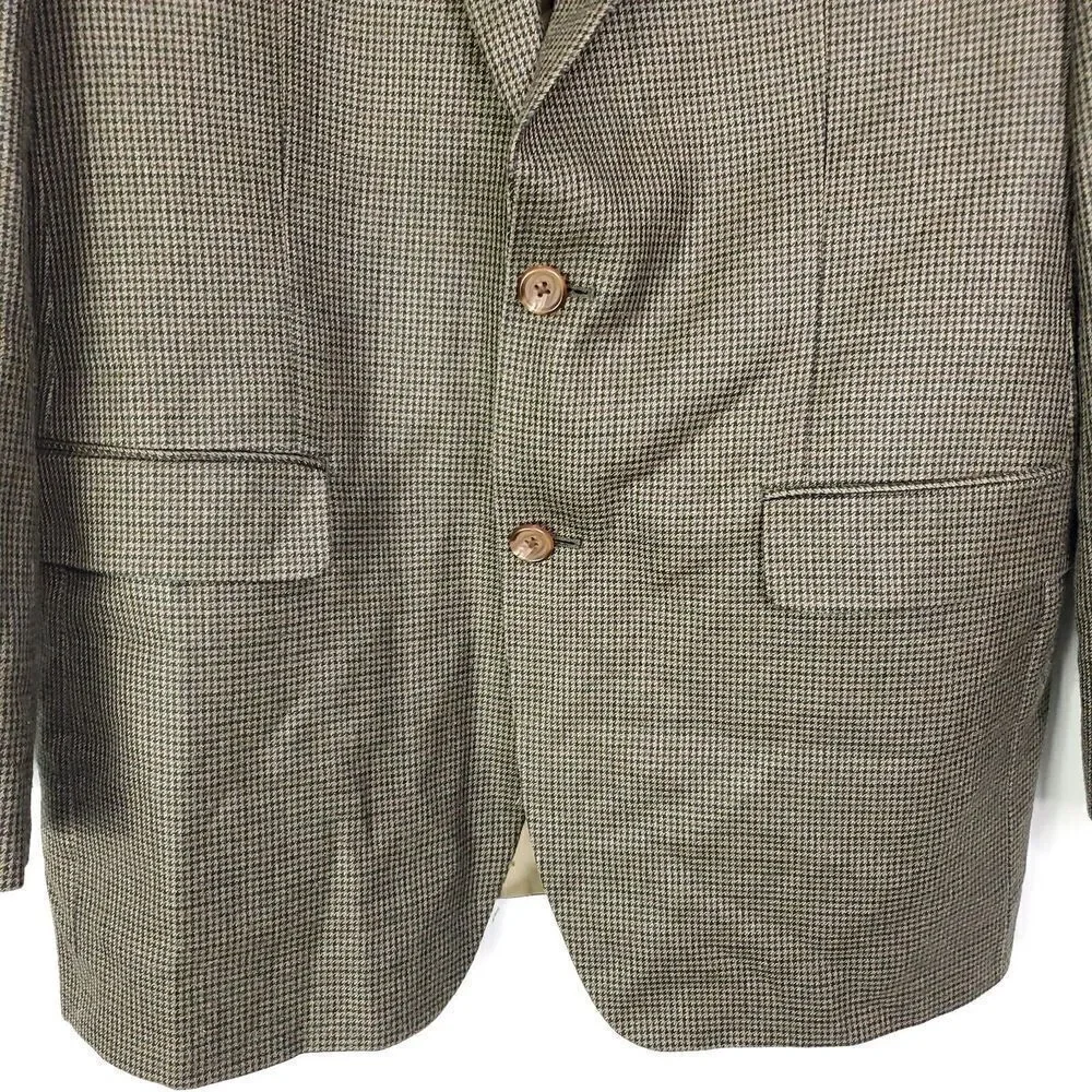 Ralph Ralph Lauren Blazer Mens 42L Houndstooth Academia Silk Wool Career Money